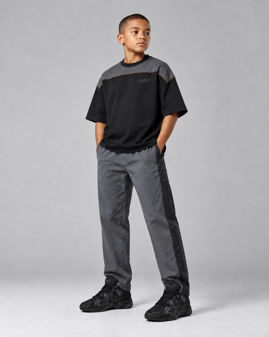 Roc Street Black & Grey Oversized Utility T-Shirt