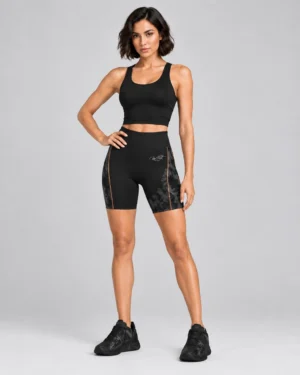Roc Street Black Camo-Panel Performance Shorts