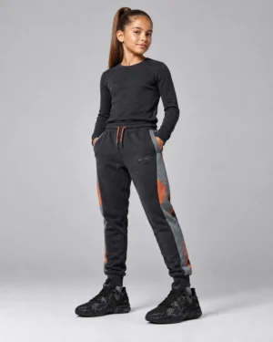 Roc Street Girls’ Black & Orange Panel Jogger Pants