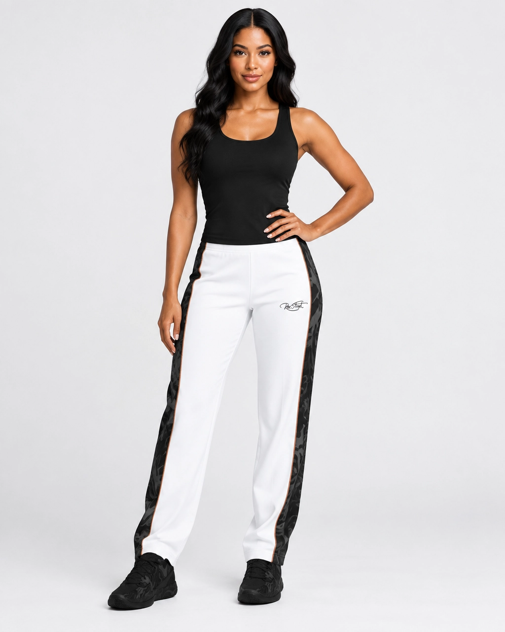 Roc Street White Camo-Panel Track Pants