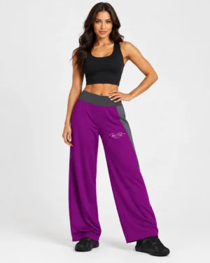 Women’s Purple Wide-Leg Lounge Pants – High-Rise Relaxed Fit