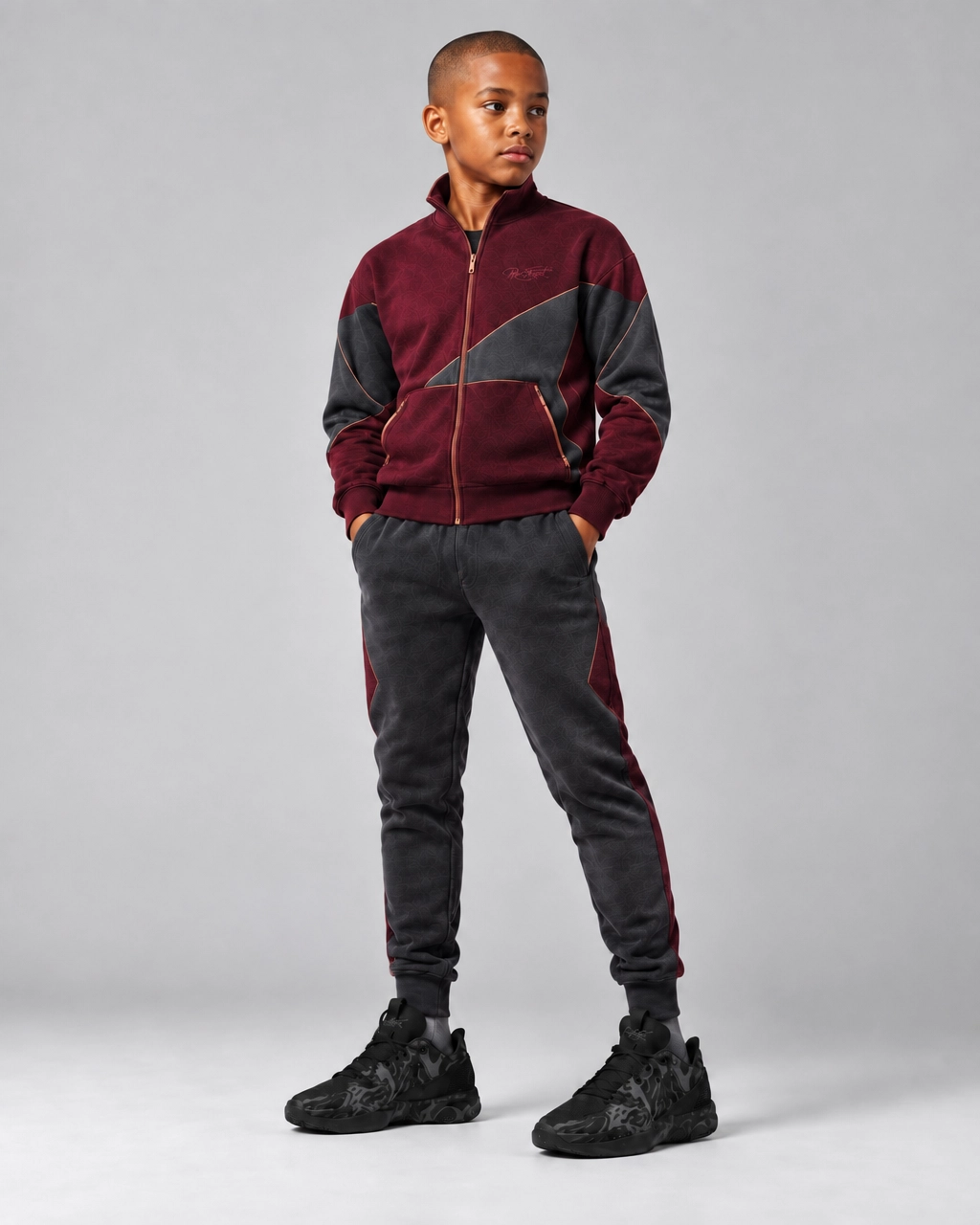 Roc Street Boys’ Burgundy & Black Panel Track Jacket