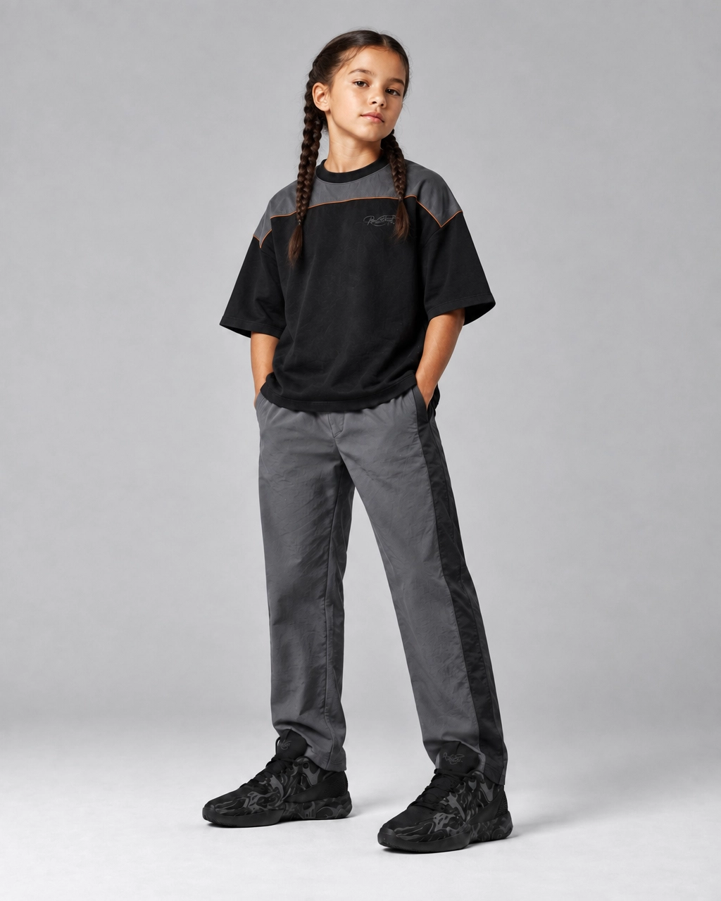 Roc Street Black & Grey Oversized Utility T-Shirt